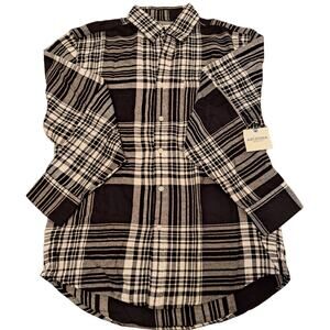 Arizona Jean Co. B&W Plaid Flannel Button Down Top (L)